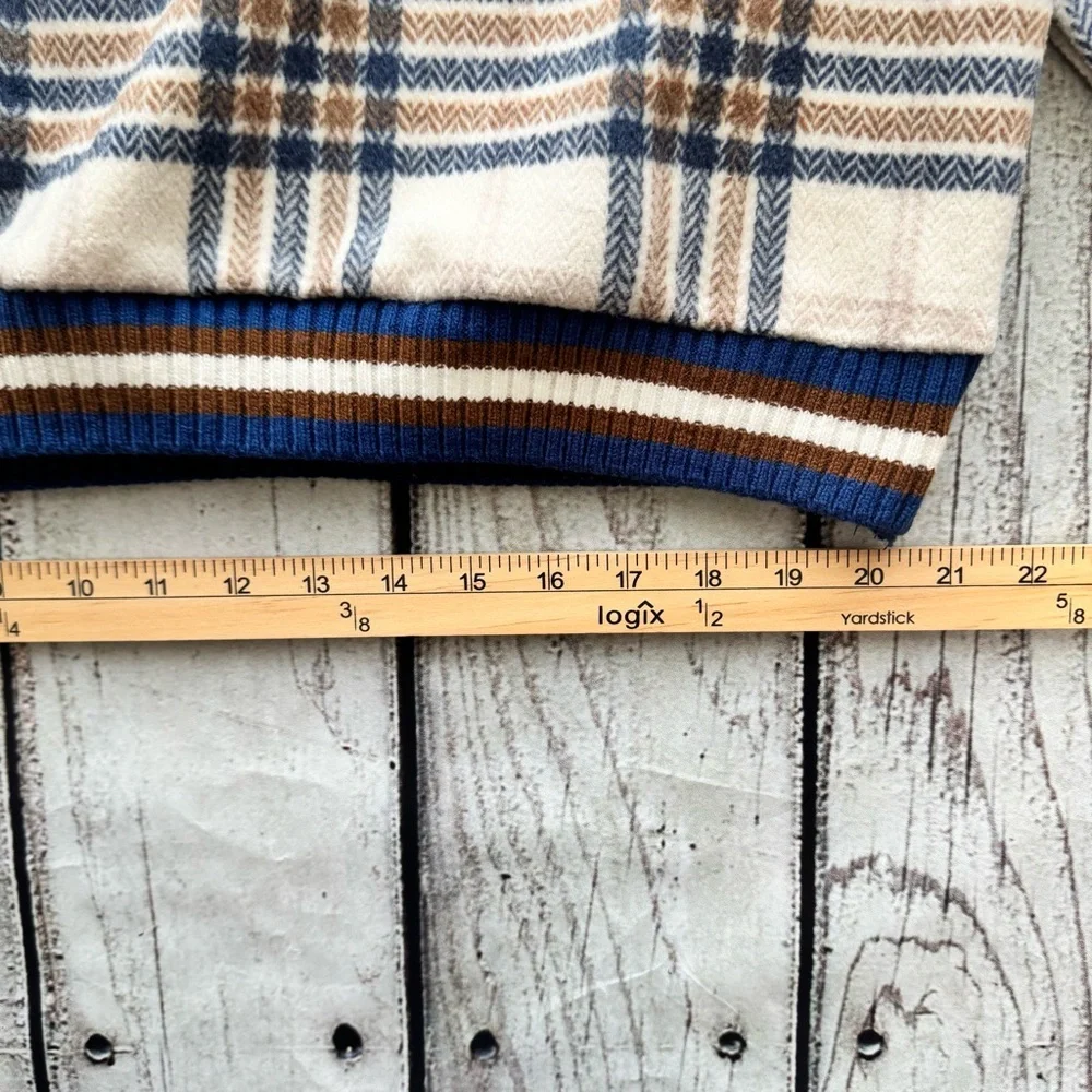JK Studio Plaid‎ Varsity V-Neck Oversized Sweater